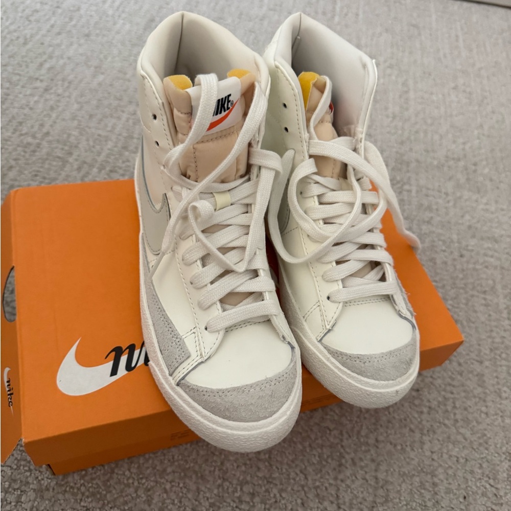 Nike Women's Blazer High-Top Sneakers in White and Light Gray